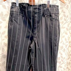 White House Black Market slim ankle black/white striped pant. Work appropriate.